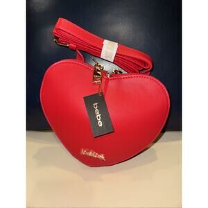 Bebe Malou Heart Crossbody Bag In Vibrant Red with Gold Hardware NWT